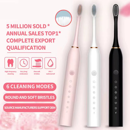 Sonic Electric Toothbrush 3 Brush Heads for Adults IPX7 Waterproof Dupont Brush Head USB Rechargeable High Frequency Cleaning